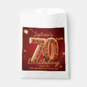 Elegant Ruby Red Gold Jewel Glitter 70th Birthday  Geschenktütchen (Vorderseite)