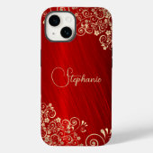 Elegant Ruby Red Gold Swirl Case-Mate iPhone Hülle (Rückseite)