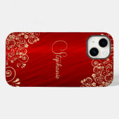 Elegant Ruby Red Gold Swirl Case-Mate iPhone Hülle (Rückseite (Horizontal))