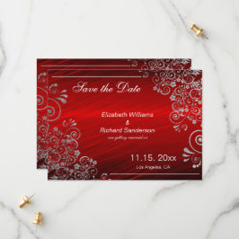 Elegant Ruby Red Gray Save the Date Wedding