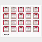 Elegant Ruby Red & Silver Glitzer Geburtstag Quadratischer Aufkleber (Blatt)