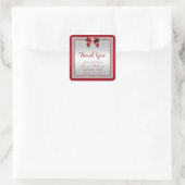 Elegant Ruby Red & Silver Glitzer Geburtstag Quadratischer Aufkleber (Tasche)