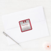Elegant Ruby Red & Silver Glitzer Geburtstag Quadratischer Aufkleber (Umschlag)