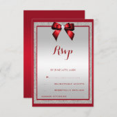 Elegant Ruby Red & Silver Glitzer Geburtstag RSVP Karte (Vorne/Hinten)