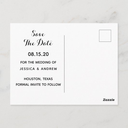 Elegant Ruby Red, Silver Glitzer Save the Date Postkarte (Rückseite)