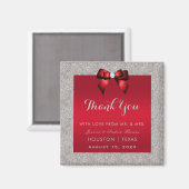 Elegant Ruby Red, Silver Glitzer Wedding Magnet (Vorderseite/Rückseite)