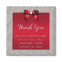 Elegant Ruby Red, Silver Glitzer Wedding