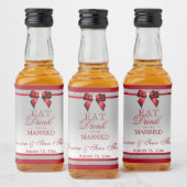 Elegant Ruby Red & Silver Glitzer Wedding Mini Alkoholflaschenetikett (Flaschen)