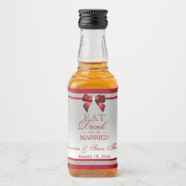 Elegant Ruby Red & Silver Glitzer Wedding Mini Alkoholflaschenetikett