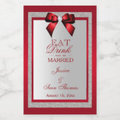 Elegant Ruby Red & Silver Glitzer Wedding Mini Weinetikett (Einzelnes Label)