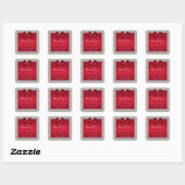 Elegant Ruby Red, Silver Glitzer Wedding Quadratischer Aufkleber (Blatt)