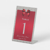 Elegant Ruby Red, Silver Glitzer Wedding Sockelschild (Vorderseite)