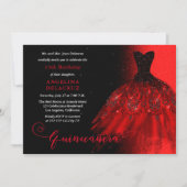 Elegant Ruby Red Spanish Gown Quinceañera Einladung (Vorderseite)