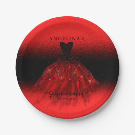 Elegant Ruby Red Spanish Gown Quinceañera Paper P Pappteller