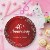 Elegant Ruby Red Swirl 40 Jahre Jubiläum Pappteller (Party)