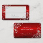 Elegant Ruby Red Swirl Wedding Long Name Platzkarte (Vorne/Hinten)