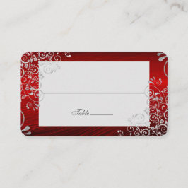Elegant Ruby Red Swirl Wedding Long Name Platzkarte