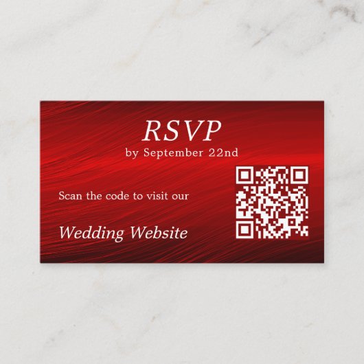 Elegant Ruby Red UAWG Wedding Website QR Code Begleitkarte (Vorderseite)