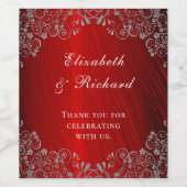 Elegant Ruby Red Wedding Danke Weinetikett (Einzelnes Label)