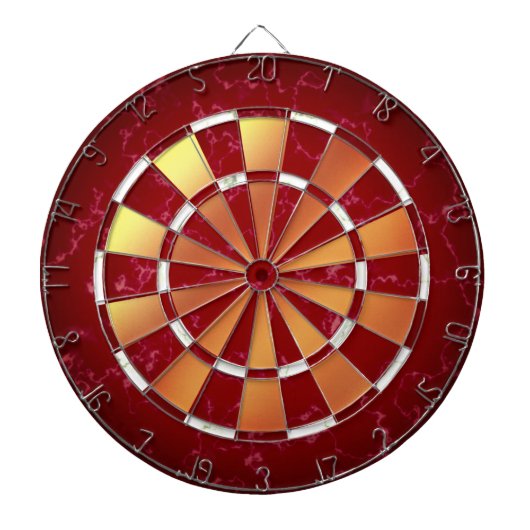 Elegant Ruby Red & White Marmor auf Kupferfolie Dartscheibe (vorne)