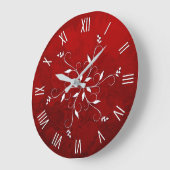 Elegant Ruby Red with White Accent Große Wanduhr (Winkel)