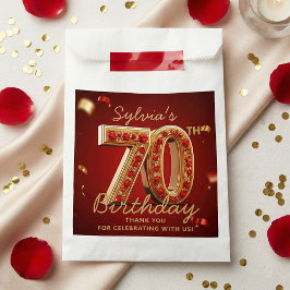 Elegant Ruby-Rot-Gold-Juwel-Glitter 70. Geburtstag Geschenktütchen