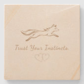 Elegant Running Fox Sandstone Coaster Steinuntersetzer (Vorderseite)