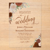 Elegant Rust Burnt Orange Boho Rose Extravagant Ho Acryleinladungen (Vorderseite)