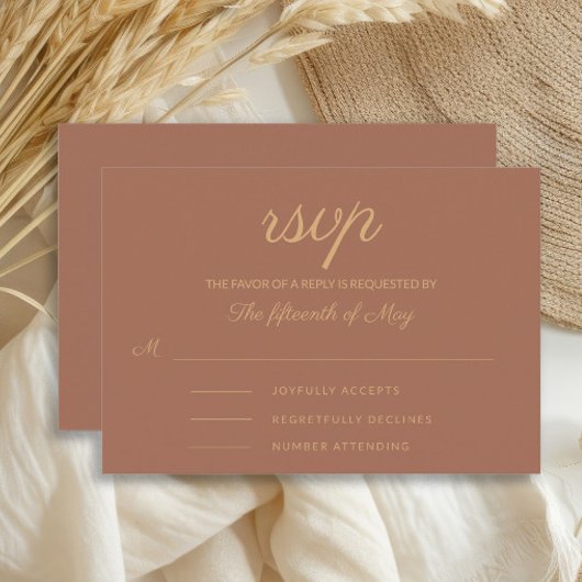Elegant Rust Burnt Orange Wedding RSVP Karte