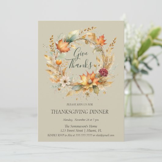 Elegant Rust Foliage Danke Einladung (Stehend Vorderseite)