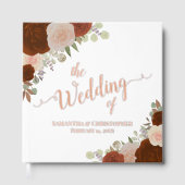 Elegant Rust Orange Boho Rose Hochzeit Gästebuch (Vorderseite)