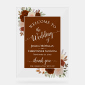 Elegant Rust Orange Boho Roses Wedding Welcome Acrylschild (Vorderseite)