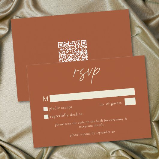 Elegant Rust Terracotta Minimalist Wedding RSVP Karte