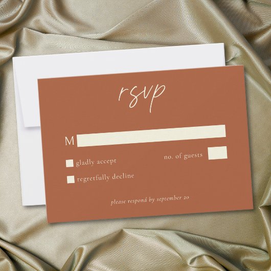 Elegant Rust Terracotta Minimalist Wedding RSVP Karte