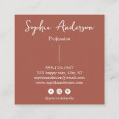 Elegant Rust Terracotta Script with Bow        Quadratische Visitenkarte (Rückseite)
