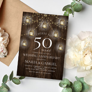 Elegant Rustic 50. Hochzeitstag Einladung