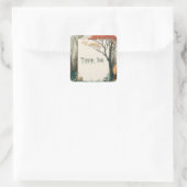 Elegant Rustic Autumn Tree Gold Frame Forest Quadratischer Aufkleber (Tasche)