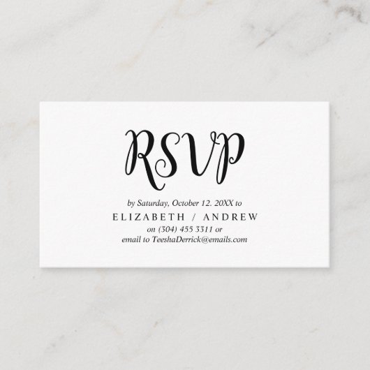 Elegant Rustic Black, Wedding RSVP reagieren Begleitkarte (Vorderseite)