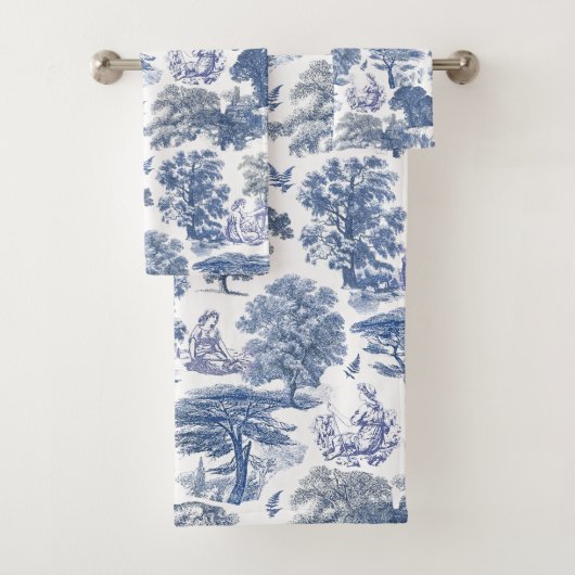 Elegant Rustic Blue Country Toile Badhandtuch Set (Insitu)