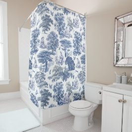 Elegant Rustic Blue Country Toile Duschvorhang