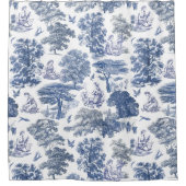 Elegant Rustic Blue Country Toile Duschvorhang (Vorderseite)
