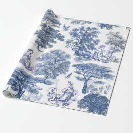 Elegant Rustic Blue Country Toile Geschenkpapier