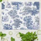 Elegant Rustic Blue Country Toile Geschirrtuch (Gefaltet)