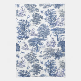 Elegant Rustic Blue Country Toile Geschirrtuch