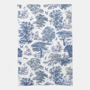 Elegant Rustic Blue Country Toile Geschirrtuch