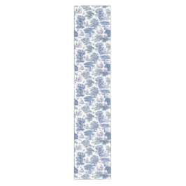 Elegant Rustic Blue Country Toile Kurzer Tischläufer