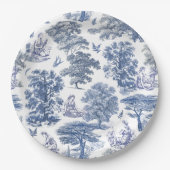 Elegant Rustic Blue Country Toile Pappteller (Vorderseite)