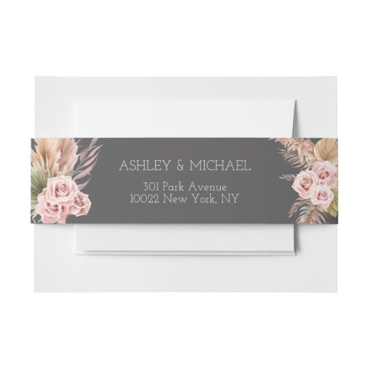 Elegant Rustic Boho Floral Botaniqe Wedding Invita Einladungsbanderole (Vorderseite Beispiel)