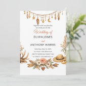 Elegant Rustic Boho Floral Chic Wedding  Einladung (Stehend Vorderseite)