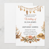 Elegant Rustic Boho Floral Chic Wedding  Einladung (Vorne/Hinten)